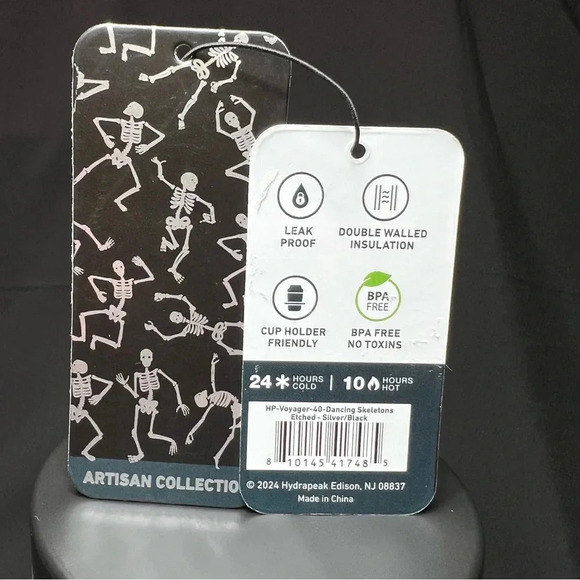 HydraPeak 2024 Stainless Steel Halloween Black & Silver Skeleton 40 OZ. Tumbler - Picture 12 of 12